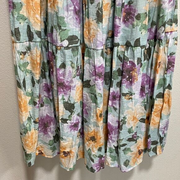 Anthropologie By the River Green Floral Smocked Flutter Sleeve Maxi Dress Size M - Picture 6 of 12